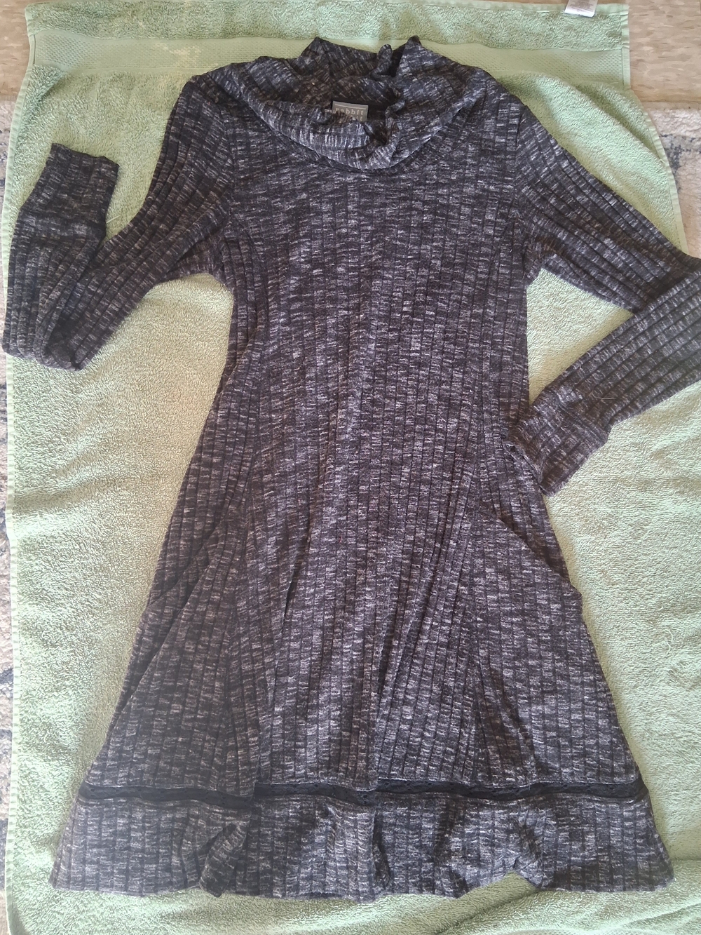Rabbit Rabbit Rabbit Designs Gray Ribbed Cowl Neck Tunic Dress Size 8 - Picture 4 of 6